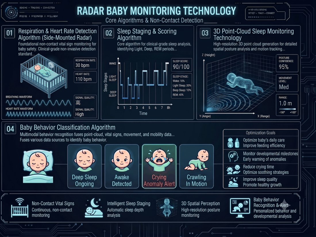 Tired of Unsafe Baby Cameras & Wearables? GLOCANDY Radar Non-wearable Smart Baby Monitor Redefines Newborn Care